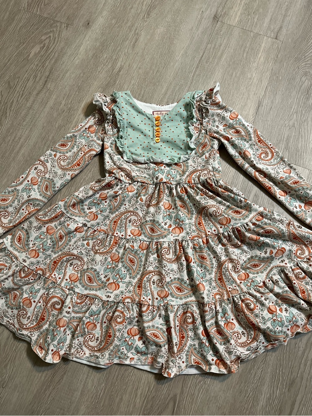 cheeky plum Paisley Tiered Dress in Mint and Orange
